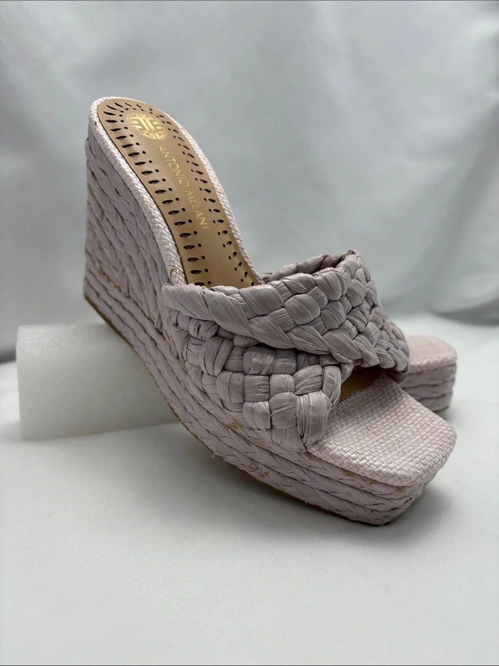 ANTONIO MELANI Women’s 6 Lavender Braided Platform Wedge‎ Sandals #333